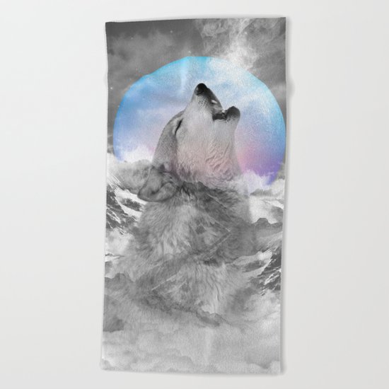 Maybe the Wolf Is In Love with the Moon Beach Towel