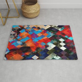 geometric pixel square pattern abstract background in red blue orange Area & Throw Rug