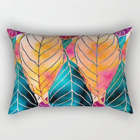 Colorful Leaves Pattern Rectangular Pillow