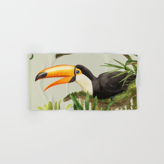 Toco Toucan vintage illustration. Hand & Bath Towel