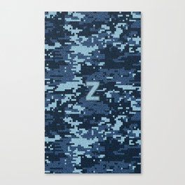 Personalized Z Letter on Blue Military Camouflage Air Force Design, Veterans Day Gift / Valentine Gift / Military Anniversary Gift / Army Birthday Gift iPhone Case Canvas Print