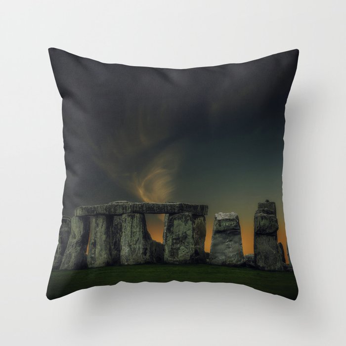 Great Britain Photography - Stonehenge Under The Dark Night Throw Pillow