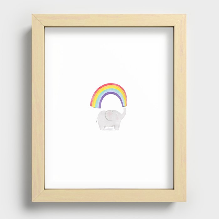 Rainbow Elephant Recessed Framed Print