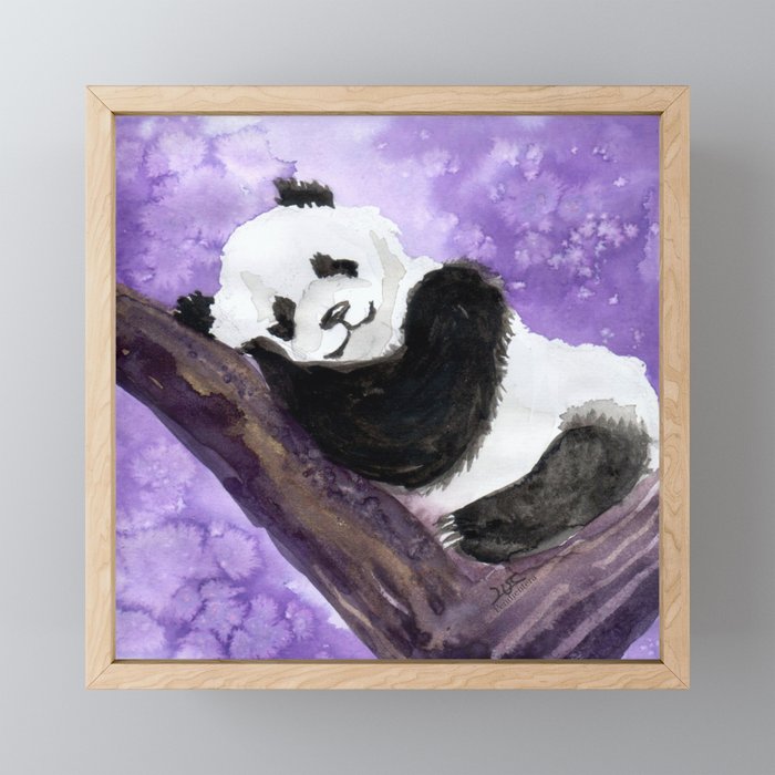 Panda bear sleeping Framed Mini Art Print
