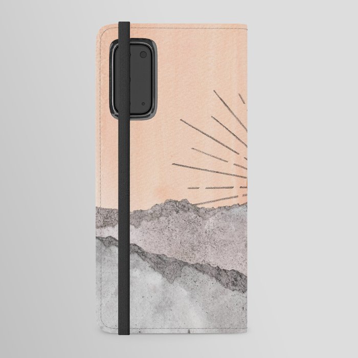 Abstract sunset, grey and blush landscape Android Wallet Case