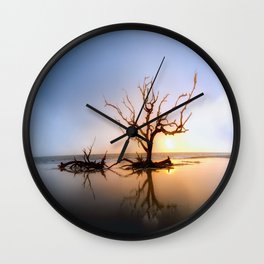 Driftwood Reflection Along the Waters Edge on Jekyll Island Beach Wall Clock | Mindfulreflection, Color, Day, Jekyllisland, Solitary, Outdoor, Nobody, Moments, Photo, Beauty 