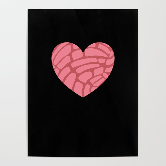 Concha Mexican Sweet Bun Heart Poster