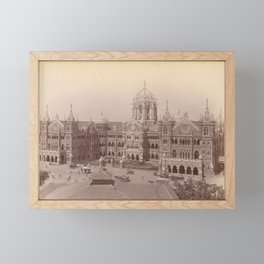Victoria Terminus Building in Mumbai - Vintage Indian Photography Framed Mini Art Print
