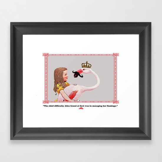 Alice and her Flamingo's mustache Framed Art Print