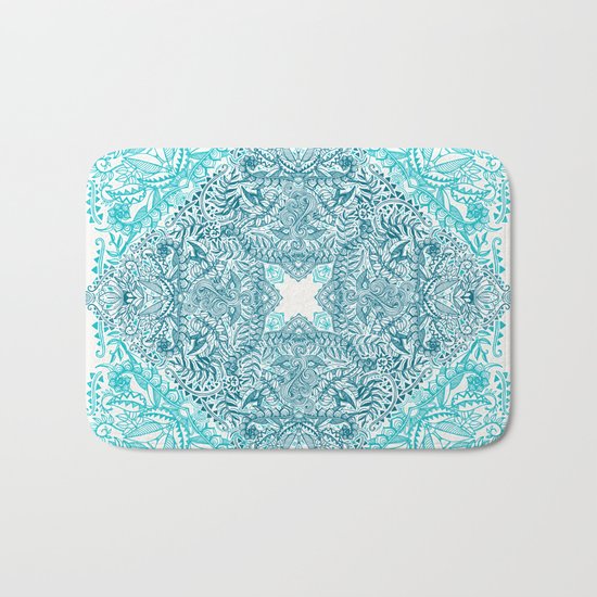 Teal Tangle Square Bath Mat
