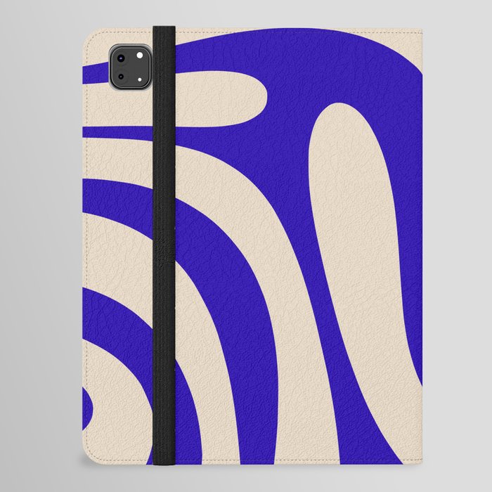 Curvy Abstract Pattern in Cobalt Blue and Beige iPad Folio Case