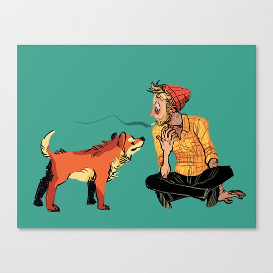 pet the dog Canvas Print