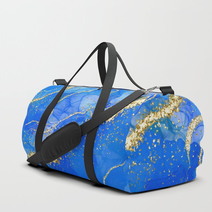 Ocean Blue Glamour Faux Agate Texture  Duffle Bag