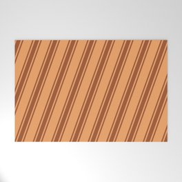 [ Thumbnail: Brown & Sienna Colored Lines Pattern Welcome Mat ]