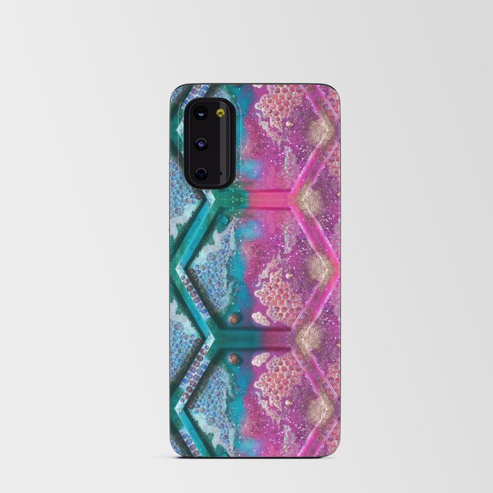 Glitter Rhinestone Nebulas in Pink, Teal and Gold Android Card Case