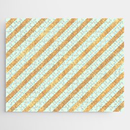 Abstract geometrical teal coral gold glitter  Jigsaw Puzzle