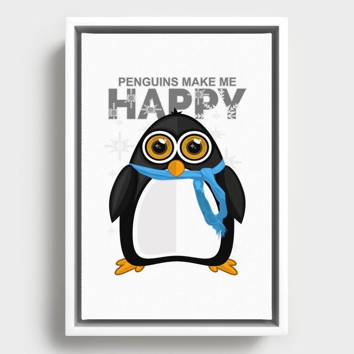 Penguins Make Me Happy Framed Canvas