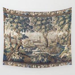 Antique French Aubusson Verdure Forest River Swans Tapestry Wall Tapestry