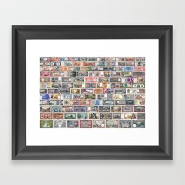 Vintage banknotes from all over the world collage Framed Art Print