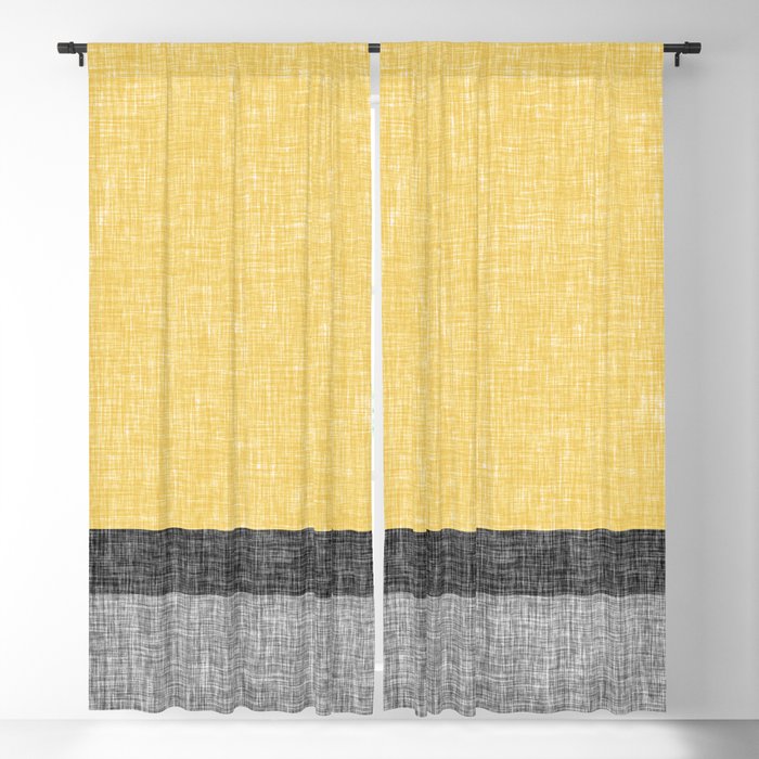 Graphic Burlap Print Blackout Curtain, Yellow Grey And Black Curtains