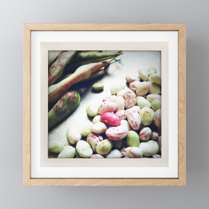 Colorful pile of Organic Beans -- Great for your kitchen! Retro photo shows off nature's bounty :-) Framed Mini Art Print