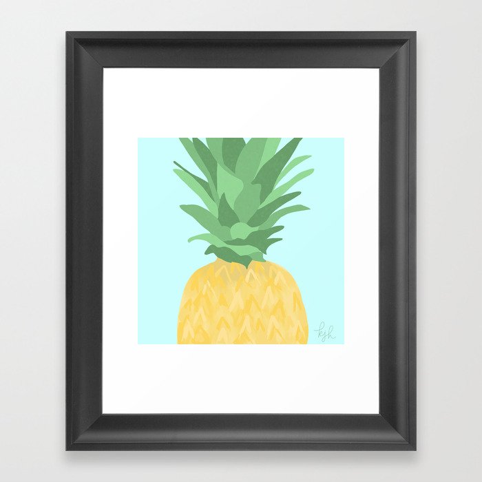 Pop Up Pineapple - Teal Framed Art Print