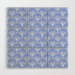 Blue Shell Art Deco Pattern Wood Wall Art