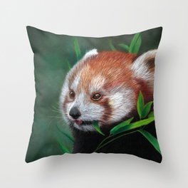 Red Panda, A Realistic Pastel Artwork Throw Pillow