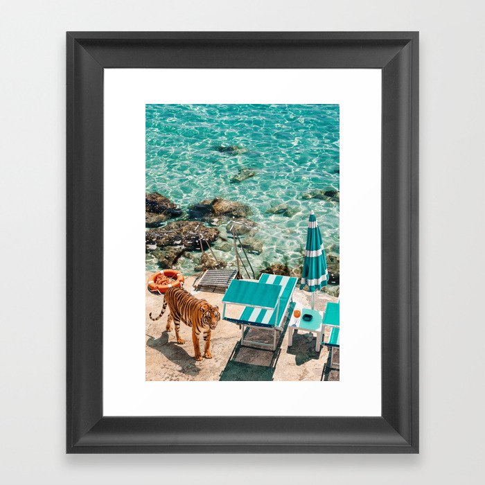 Beach Tiger Framed Art Print