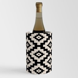 Geometric Southwestern Pattern 323 Black and Linen White Wine Chiller