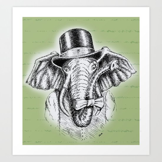 I'm too SASSY for my hat! Vintage Elephant. Art Print