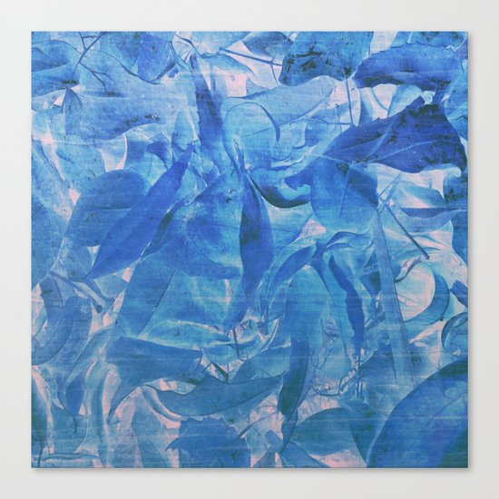 Abstract Blue Leaves Canvas Print
