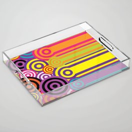 Retro Multicolor Circles & Stripes '60s Acrylic Tray