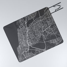 Tel Aviv Map, Israel - Gray Picnic Blanket