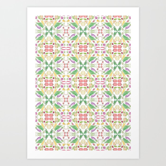 rainbow veggie kaleidoscope Art Print