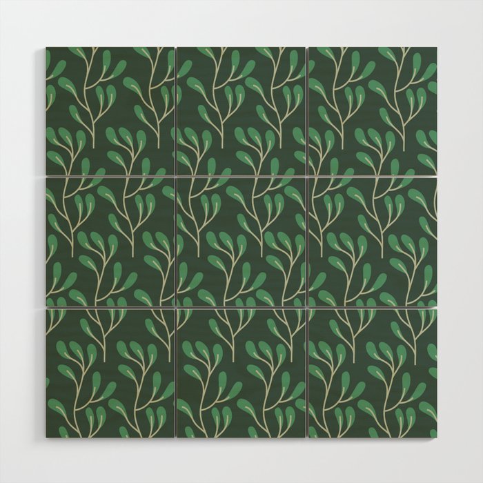 Pattern floral green Wood Wall Art