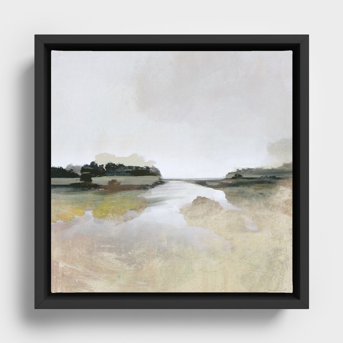 Gold Lake View Framed Canvas