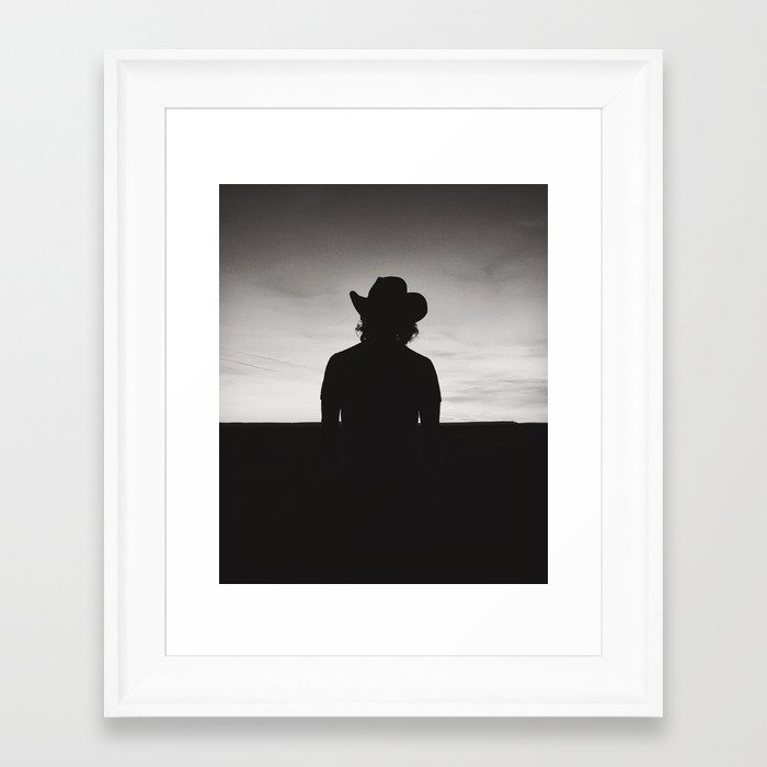 Cowboy Dark Silhouette Framed Art Print
