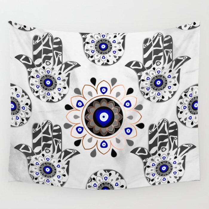Mandala Evil Eye Hamsa Hand Wall Tapestry