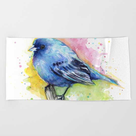 Blue Bird Indigo Bunting Colorful Animals Beach Towel