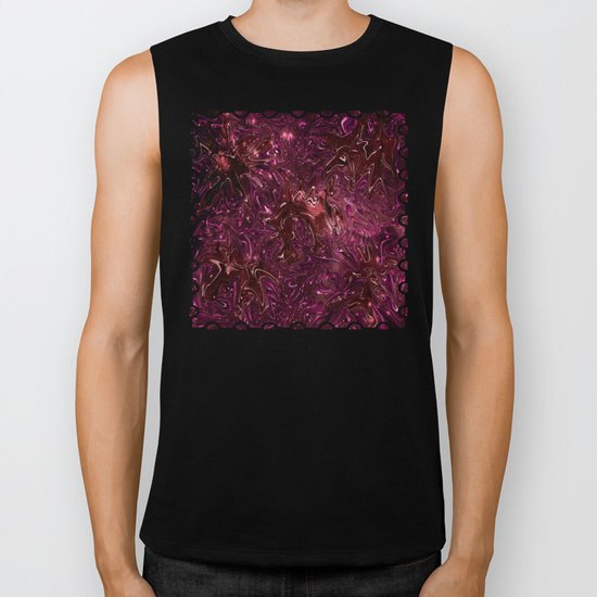 The Wolves Hidden in the Pink Tourmaline Galaxy Biker Tank