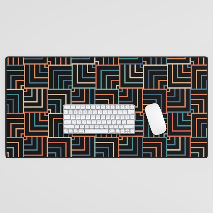 Colorful overlapping squares Desk Mat