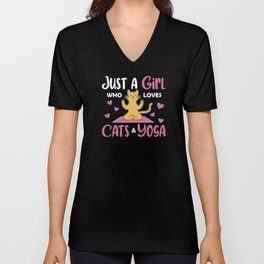 Just A Girl Who Loves Cats And Yoga V Neck T Shirt