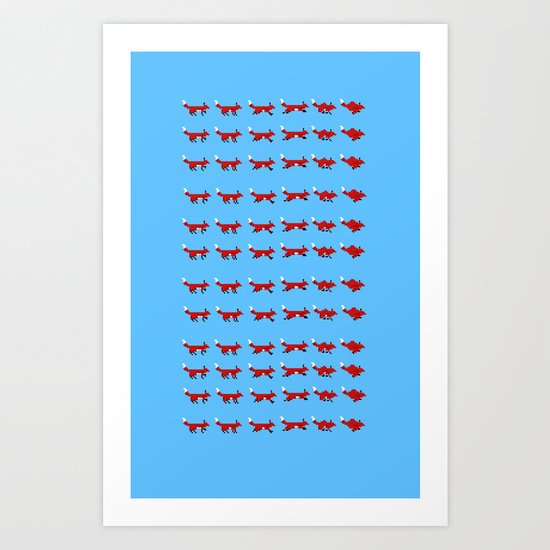 Pixel foxes Art Print