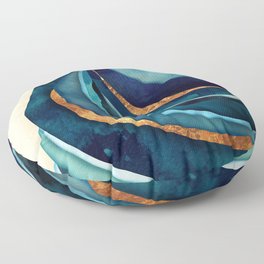 Abstract Blue with Gold Floor Pillow