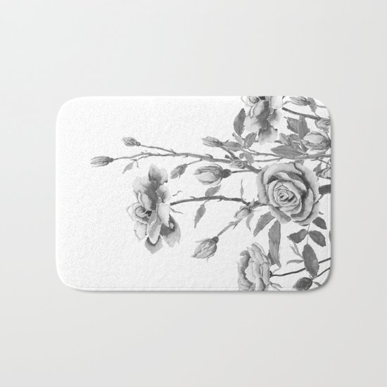 black and white roses Bath Mat
