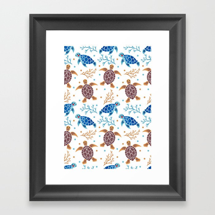 the sea turtle pattern framed art print by haidishabrina society6