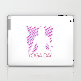 International yoga day scribbled art yoga pose in pink	 Laptop Skin