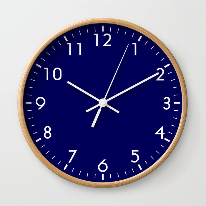 Nautical Navy Blue Solid Color Block Spring Summer Wall Clock
