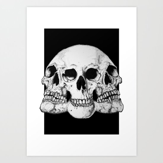 Threesome Skull - Black version Art Print